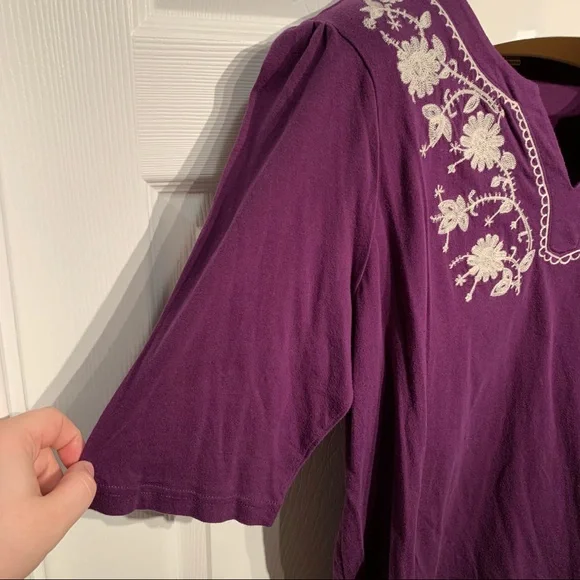 Carolyn Taylor Women Purple W/ Embroidery Top 16-18 - Picture 3 of 8